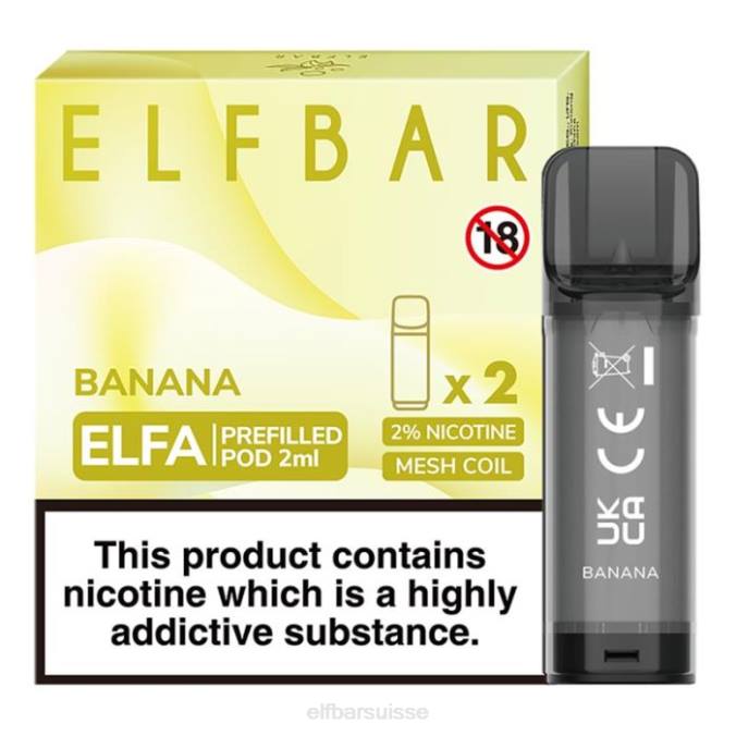 elfbar elfa dosette préremplie - 2 ml - 20 mg (paquet de 2) FN40105 banane