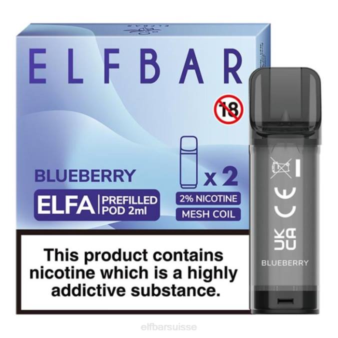 elfbar elfa dosette préremplie - 2 ml - 20 mg (paquet de 2) FN40106 myrtille