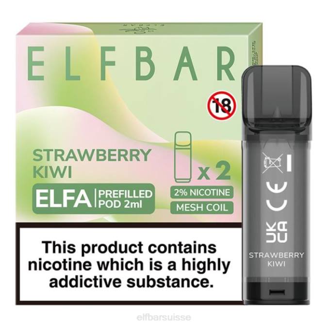 elfbar elfa dosette préremplie - 2 ml - 20 mg (paquet de 2) FN40107 fraise-kiwi
