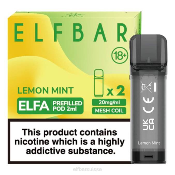 elfbar elfa dosette préremplie - 2 ml - 20 mg (paquet de 2) FN40110 menthe citronnée