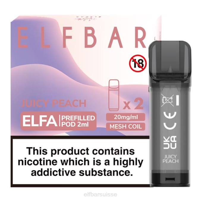 elfbar elfa dosette préremplie - 2 ml - 20 mg (paquet de 2) FN40125 pêche juteuse