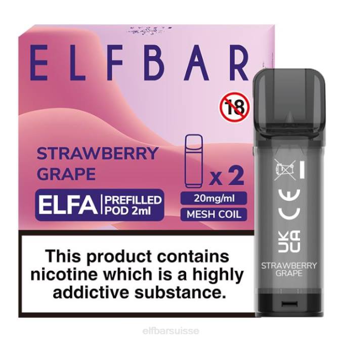 elfbar elfa dosette préremplie - 2 ml - 20 mg (paquet de 2) FN40130 raisin fraise