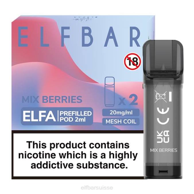 elfbar elfa dosette préremplie - 2 ml - 20 mg (paquet de 2) FN40132 mélanger les baies
