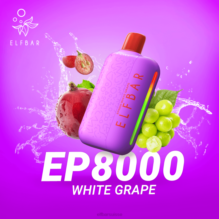 ELFBAR vape jetable nouvelles bouffées ep8000 Raisin blanc H26873