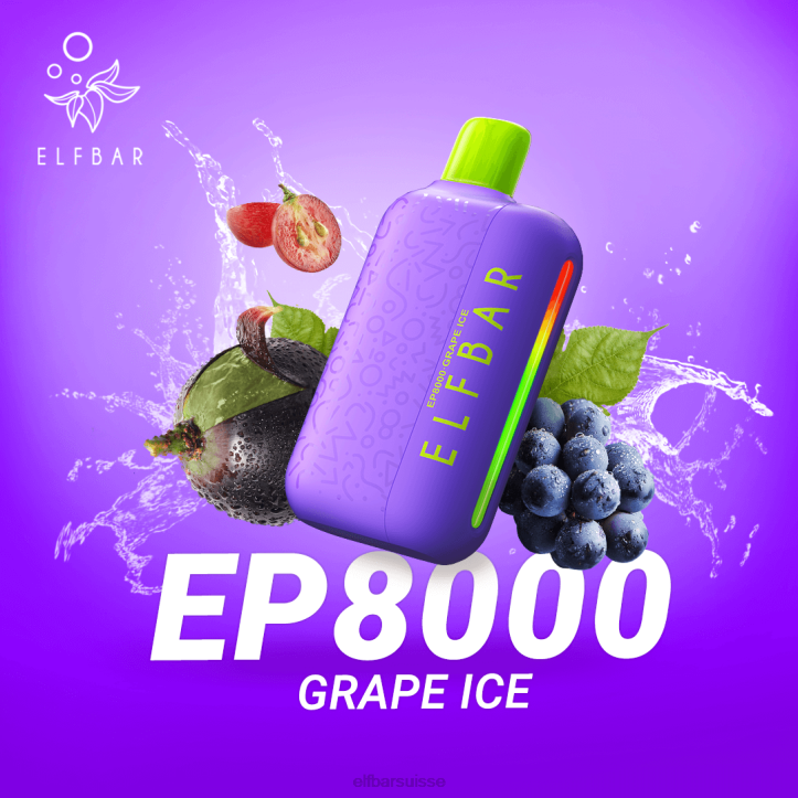 ELFBAR vape jetable nouvelles bouffées ep8000 glace aux raisins H26859