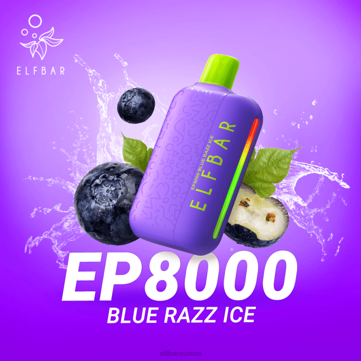 ELFBAR vape jetable nouvelles bouffées ep8000 glace bleue H26865