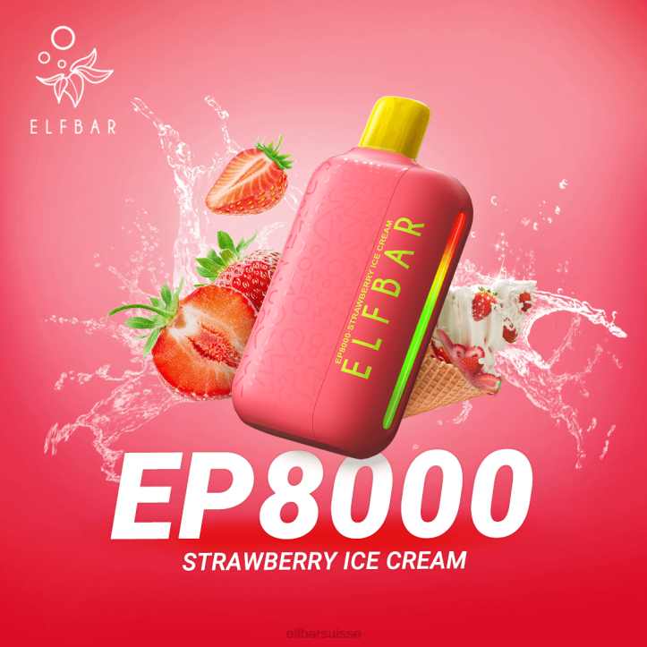ELFBAR vape jetable nouvelles bouffées ep8000 glace à la fraise H26875