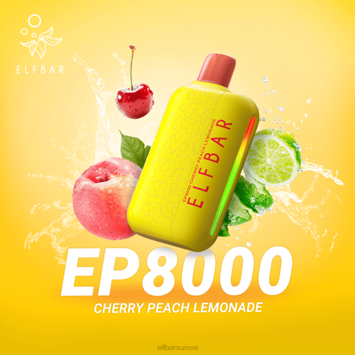ELFBAR vape jetable nouvelles bouffées ep8000 limonade cerise-pêche H26858